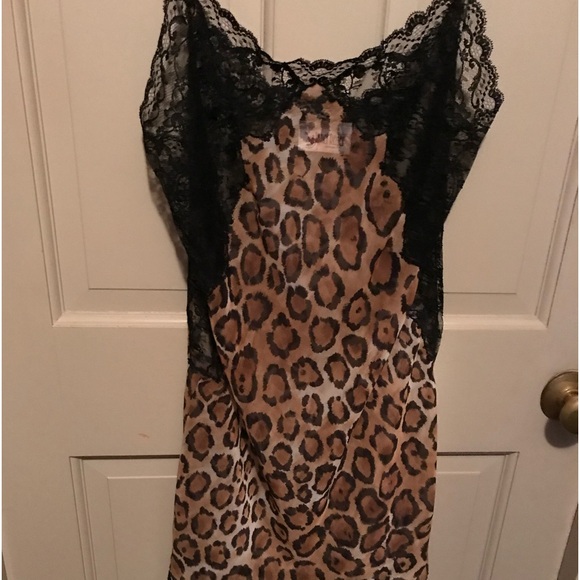 Janet Reger London leopard print w/ black lace chemise. - Picture 1 of 4